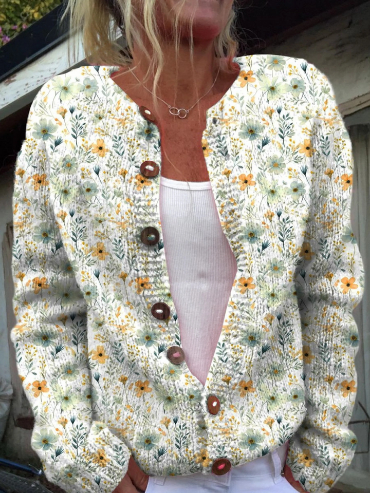 Valentine - Cardigan aux roses aquarellées