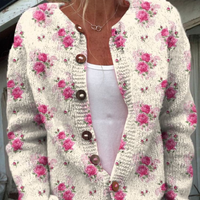 Valentine - Cardigan aux roses aquarellées
