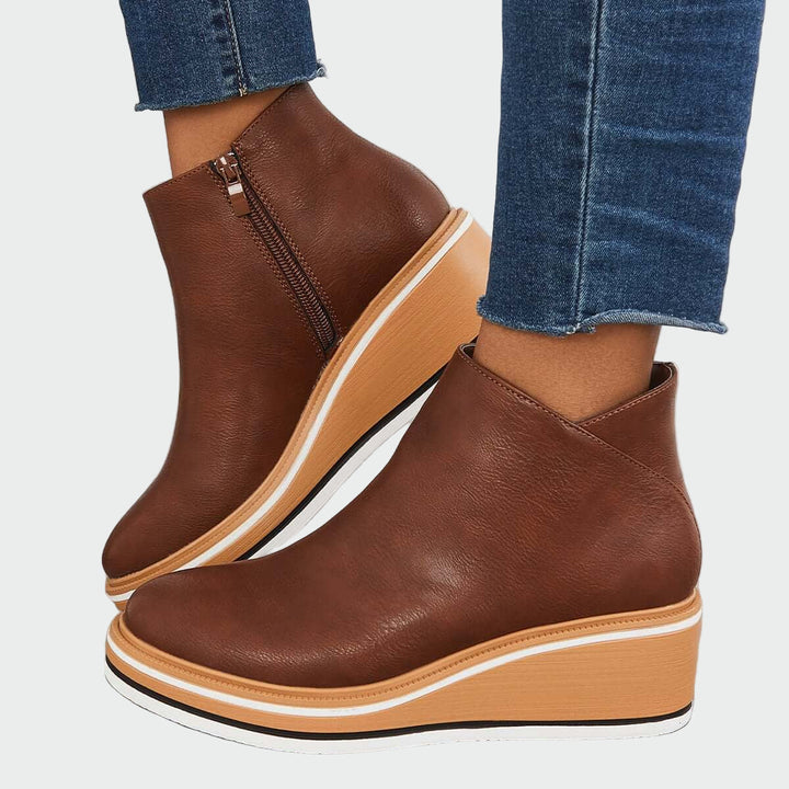 Octavie - Bottines orthopédiques en cuir à plateforme