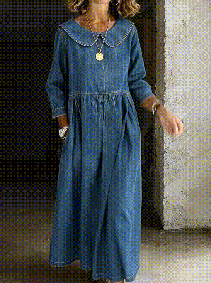 Océane - Robe en Denim avec Col Peter Pan