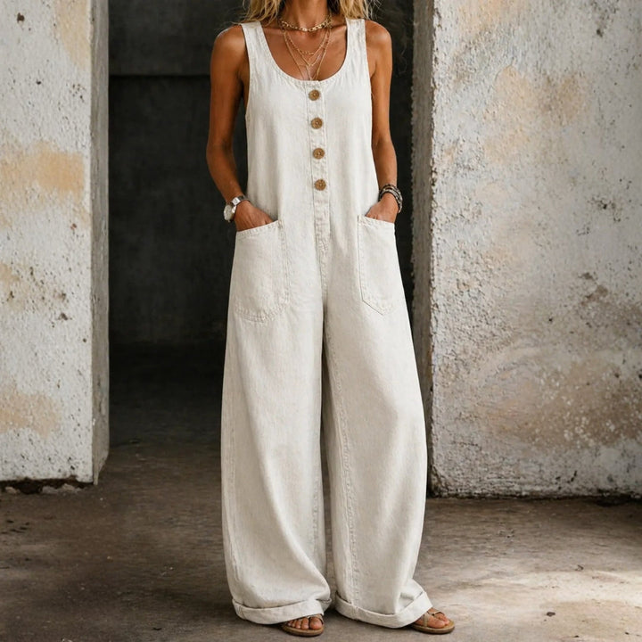 Vivienne - Salopette en Denim Coton Vintage Lavé