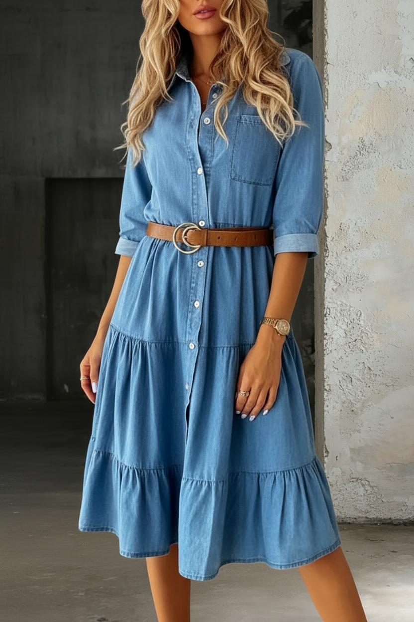 Bérénice - Robe en Jean Décontractée Élégante