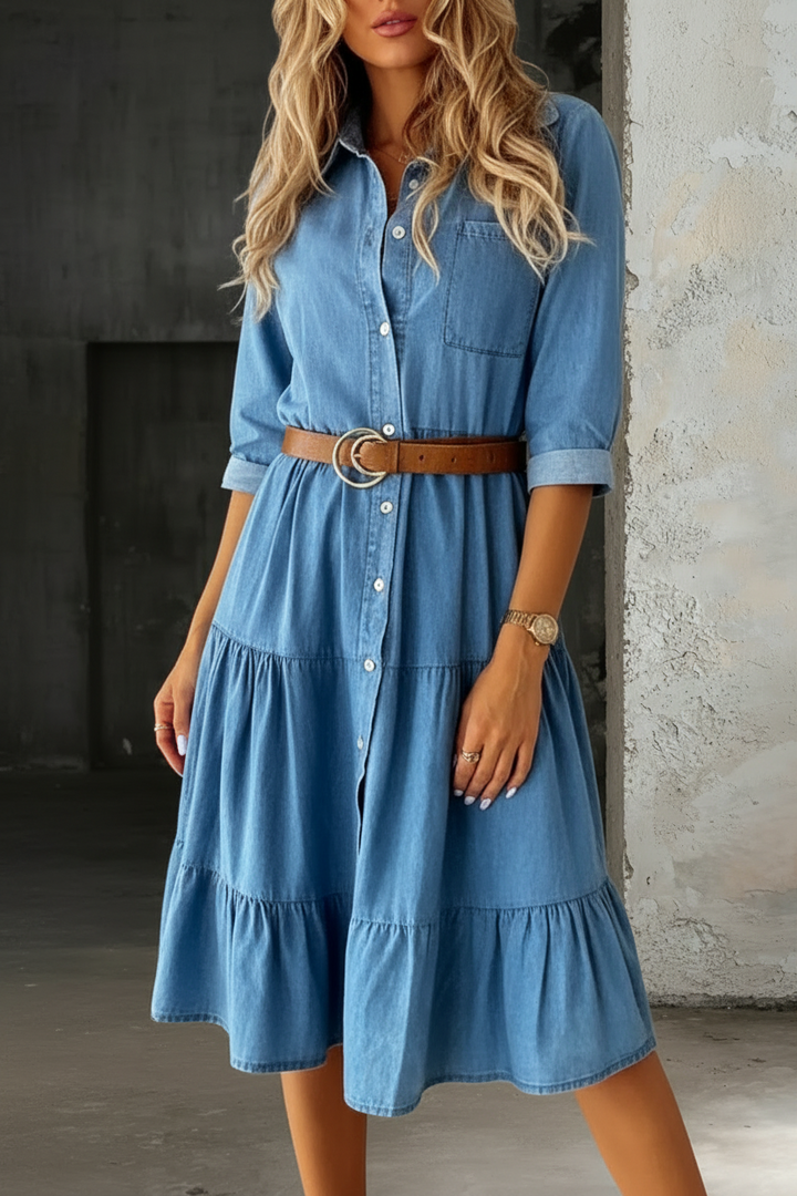 Bérénice - Robe en Jean Décontractée Élégante