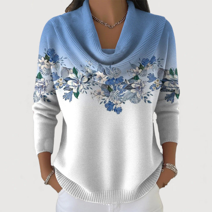 Albane | Pull Fleuri à Col Roulé