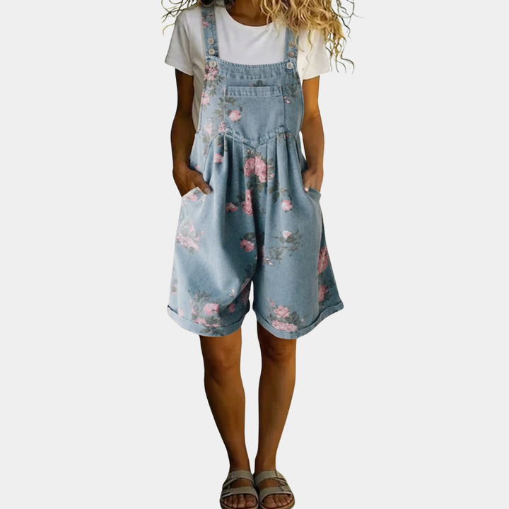 Zoé - Combinaison Florale en Denim