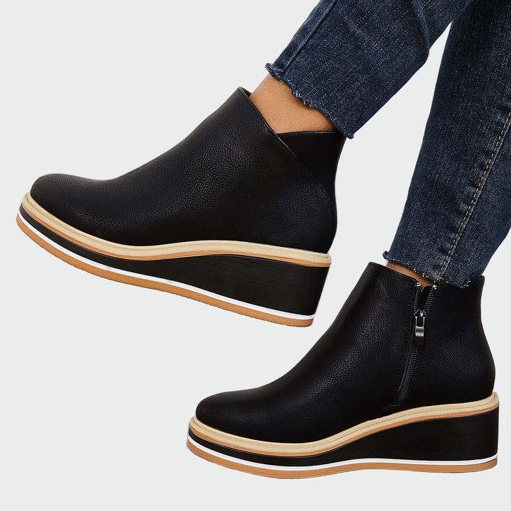 Octavie - Bottines orthopédiques en cuir à plateforme