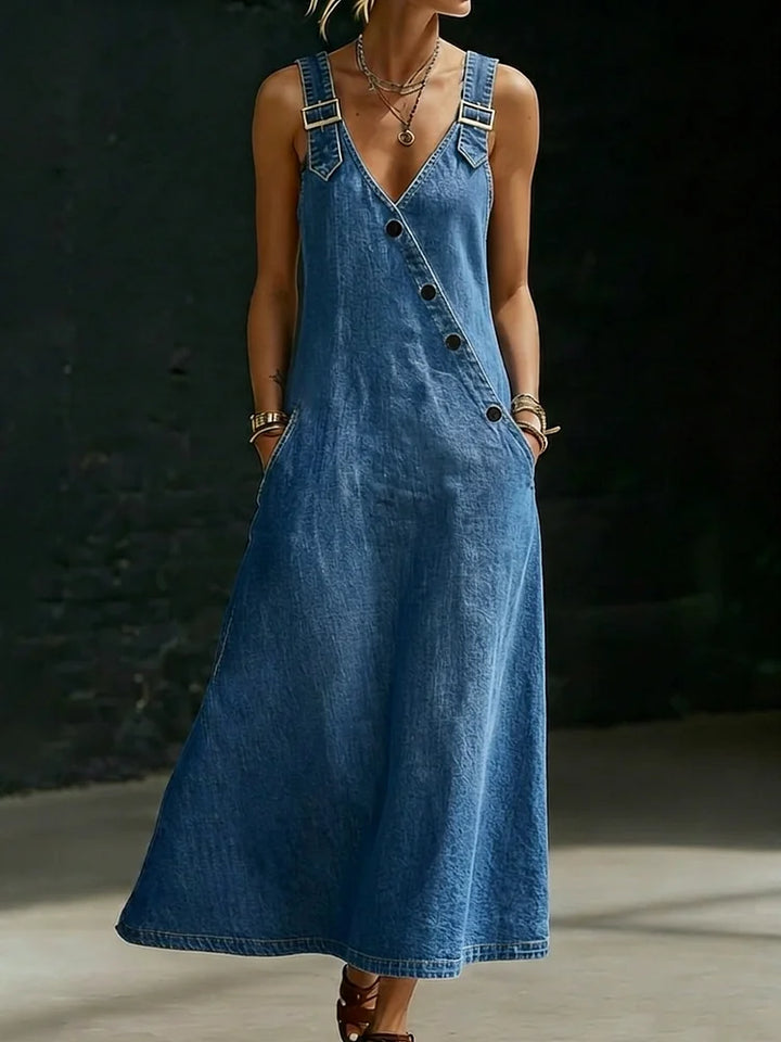 Anaïs - Robe Longue en Denim avec Boutons