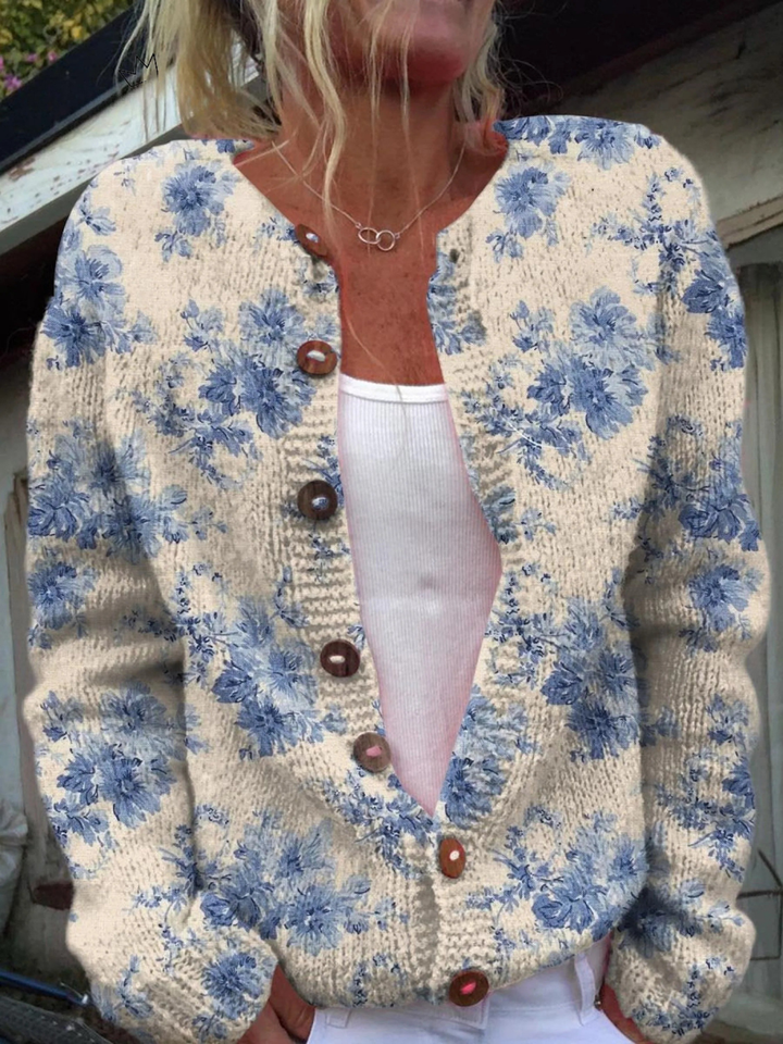 Noémie - Cardigan à imprimé floral et boutons