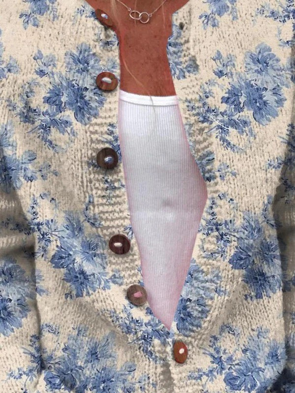 Noémie - Cardigan à imprimé floral et boutons