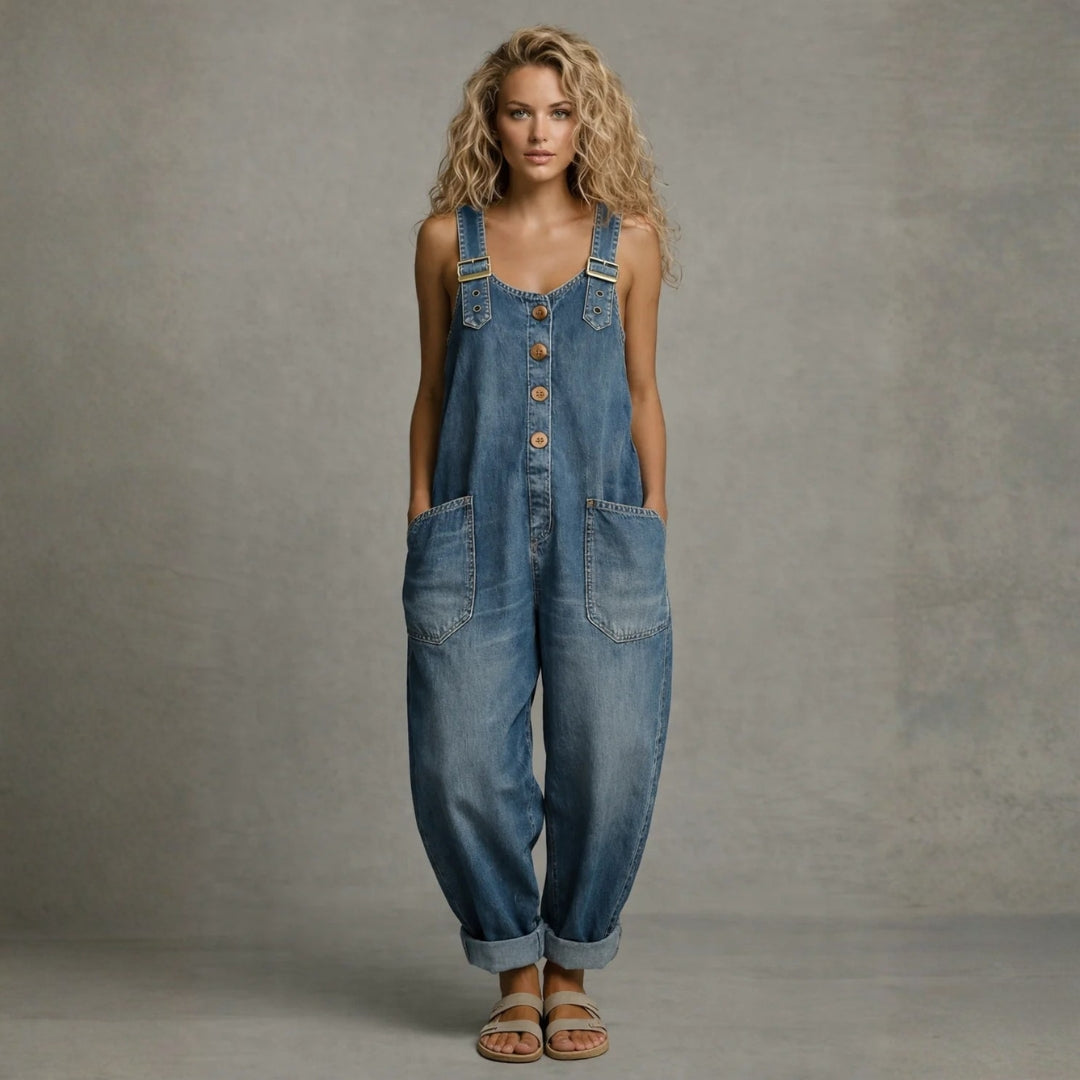 Eléonore - Combinaison en Denim Stylée avec Poches