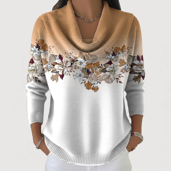 Albane | Pull Fleuri à Col Roulé