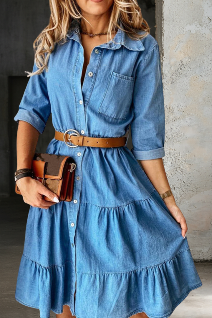 Bérénice - Robe en Jean Décontractée Élégante