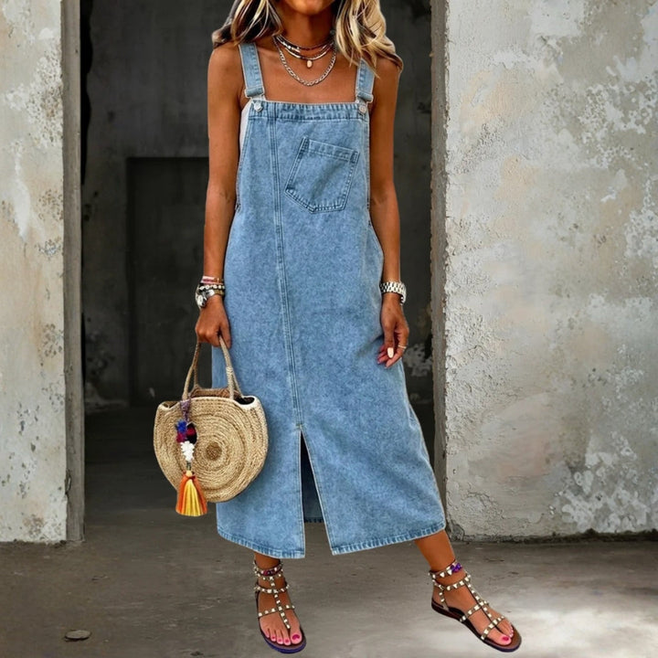 Ségolène - Robe à Bretelles en Denim Décontractée