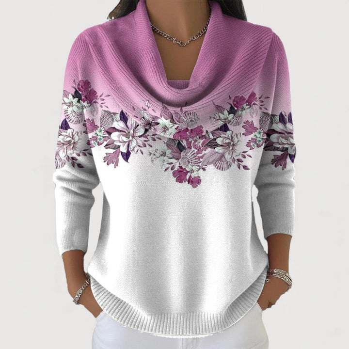 Albane | Pull Fleuri à Col Roulé