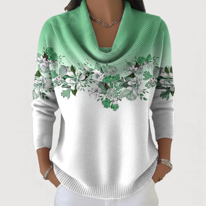 Albane | Pull Fleuri à Col Roulé