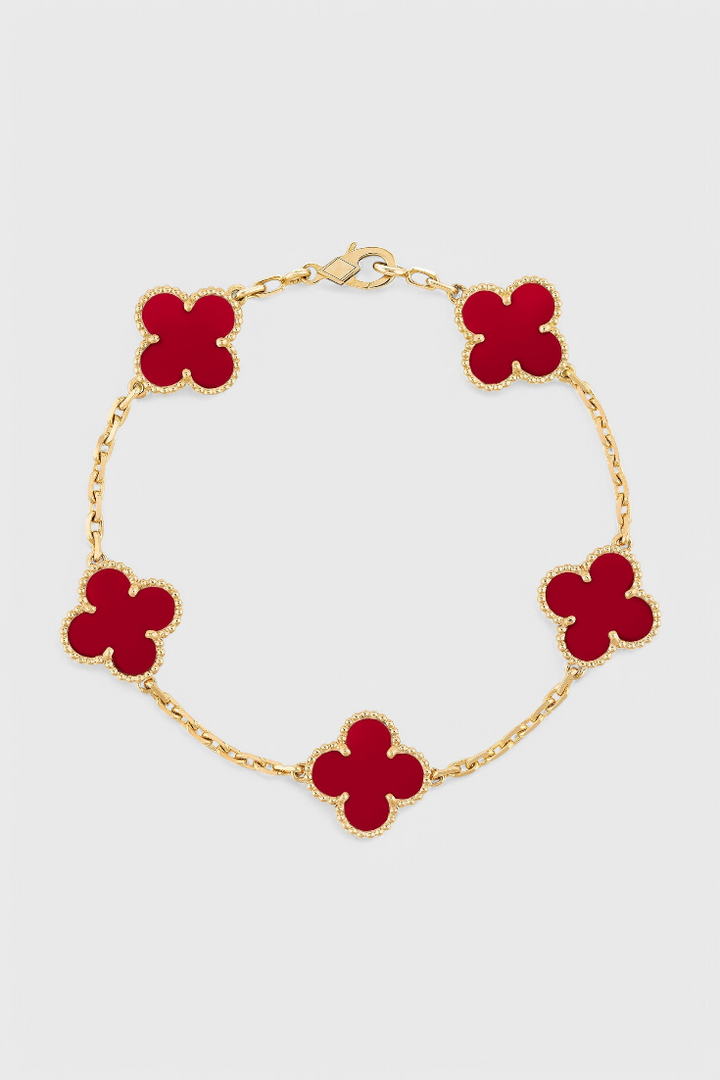 Bracelet avec Motif de Trèfle et Élégance Dorée