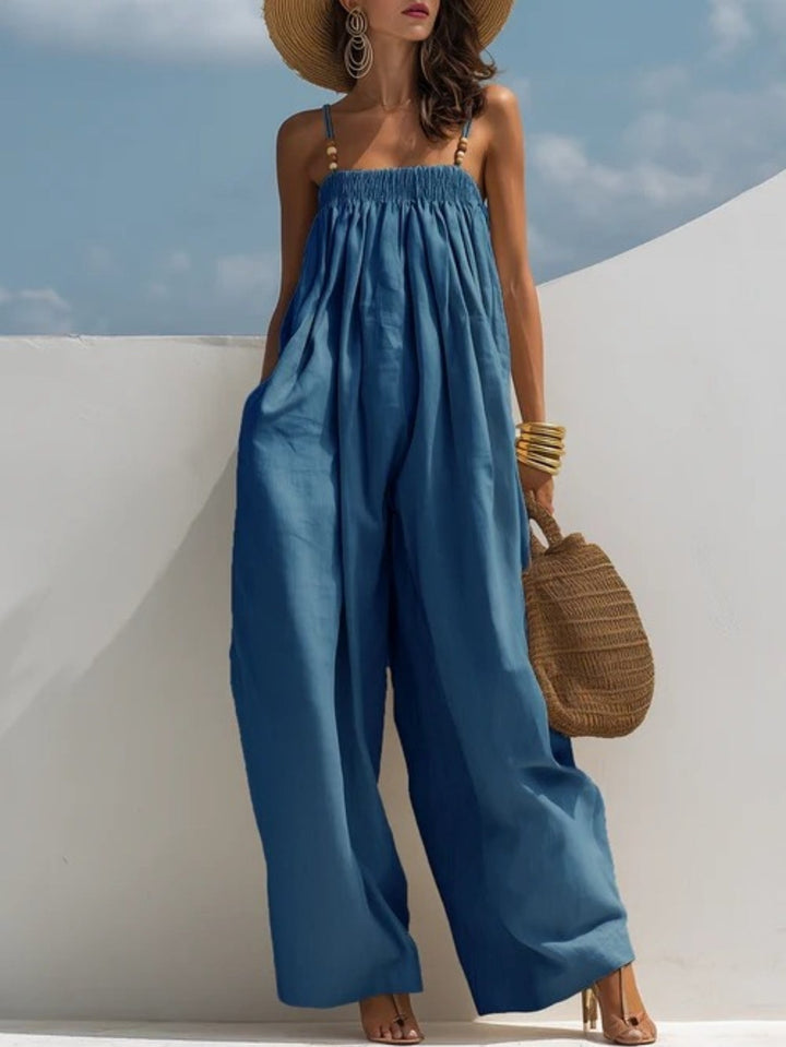 Magali - Combinaison en Denim à Jambes Larges
