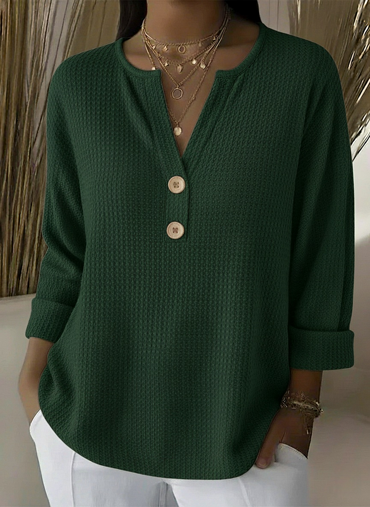Lucie | Pull Henley Texturé à Boutons