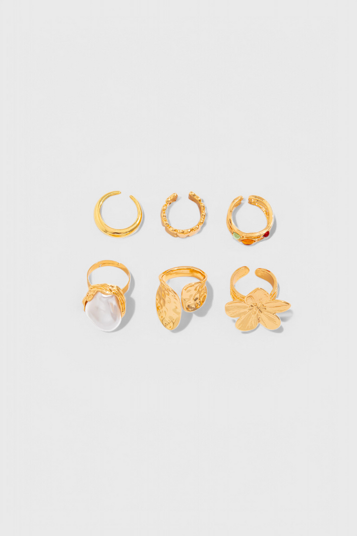 Bague Ouverte en Forme de Fleur Fluide en Perle