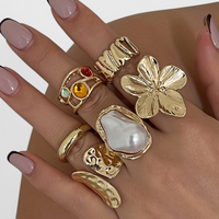 Bague Ouverte en Forme de Fleur Fluide en Perle