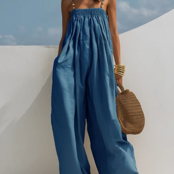 Magali - Combinaison en Denim à Jambes Larges