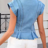 Virginie - Top en Denim avec Décolleté en V