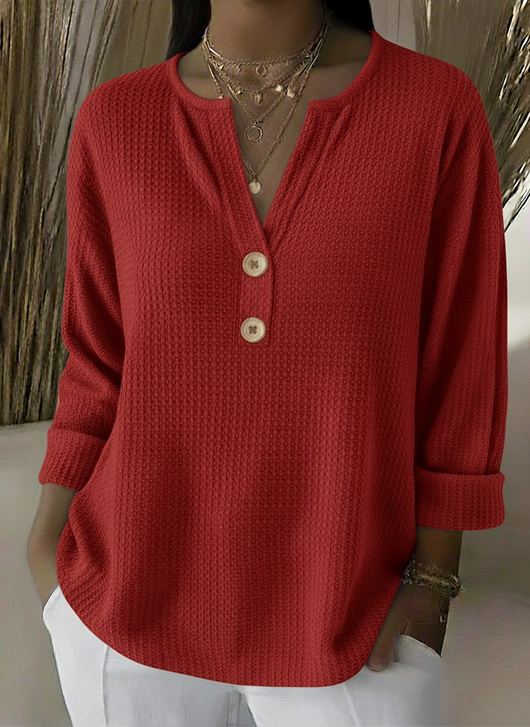 Lucie | Pull Henley Texturé à Boutons