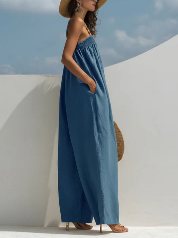 Magali - Combinaison en Denim à Jambes Larges