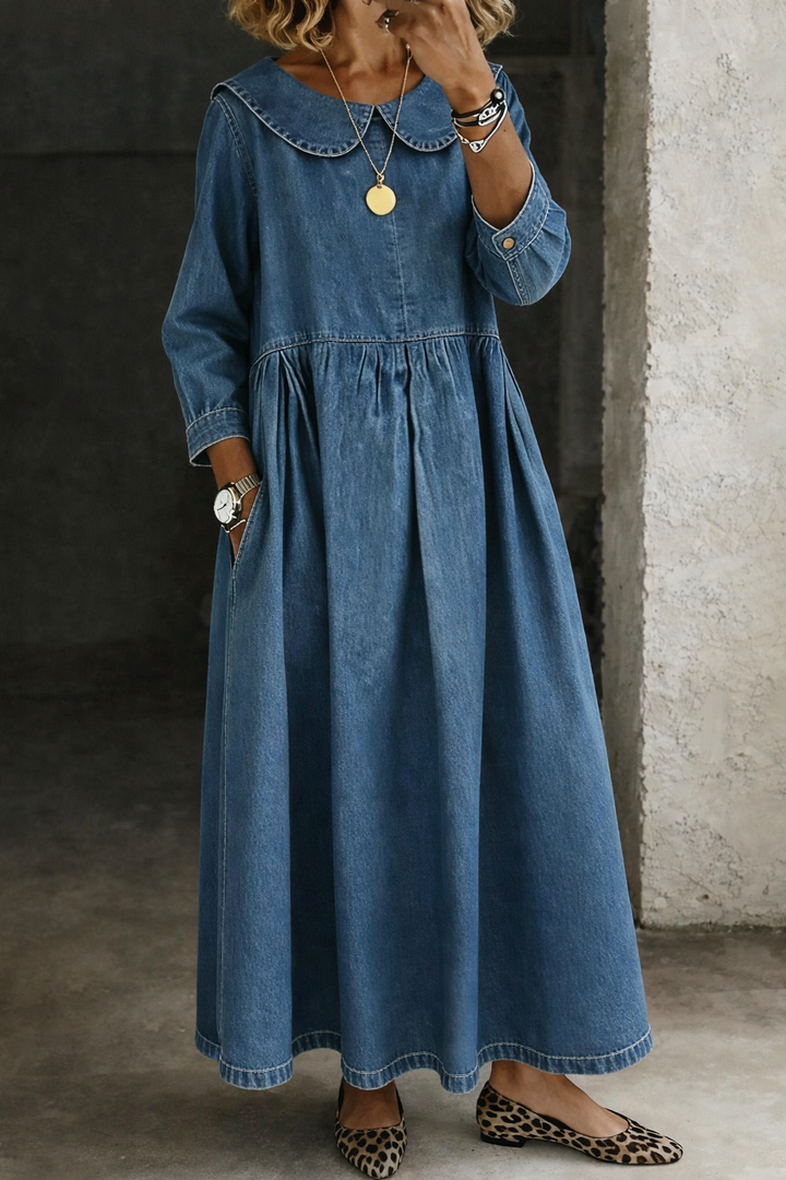 Océane - Robe en Denim avec Col Peter Pan