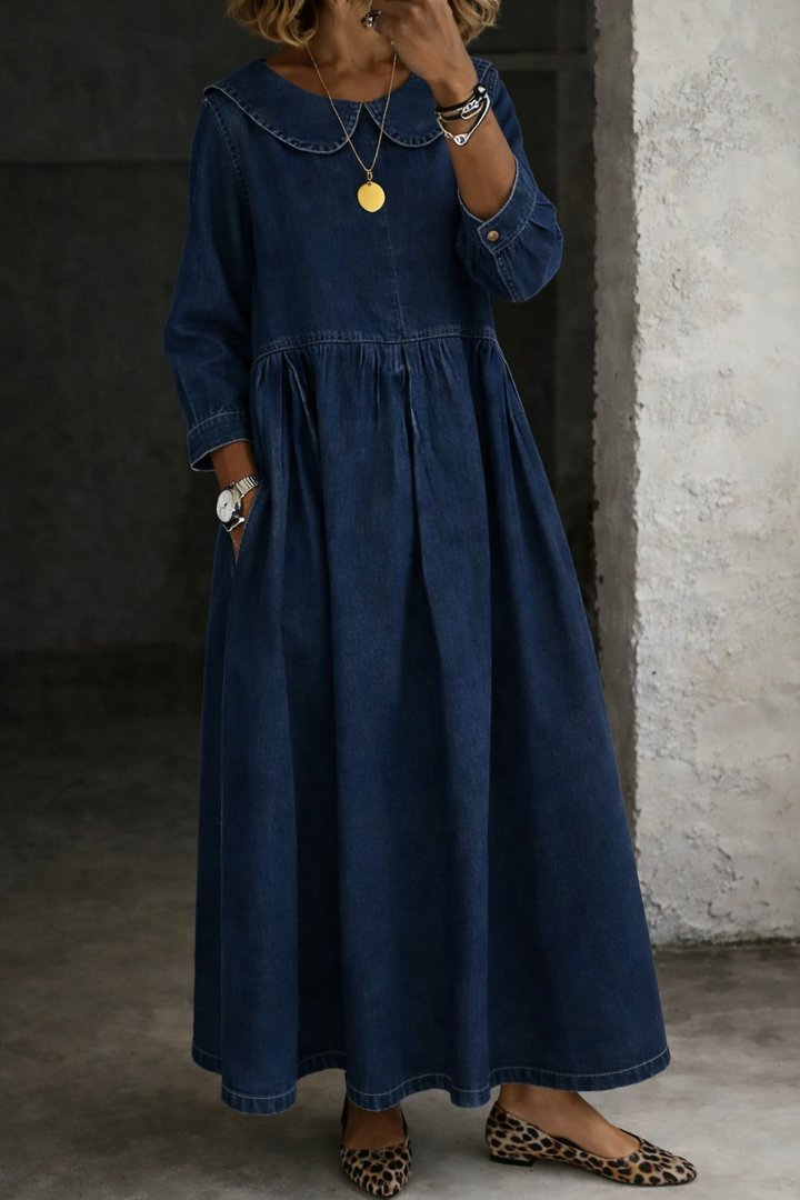 Océane - Robe en Denim avec Col Peter Pan