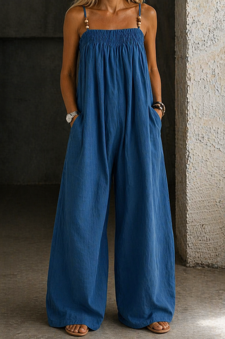 Magali - Combinaison en Denim à Jambes Larges