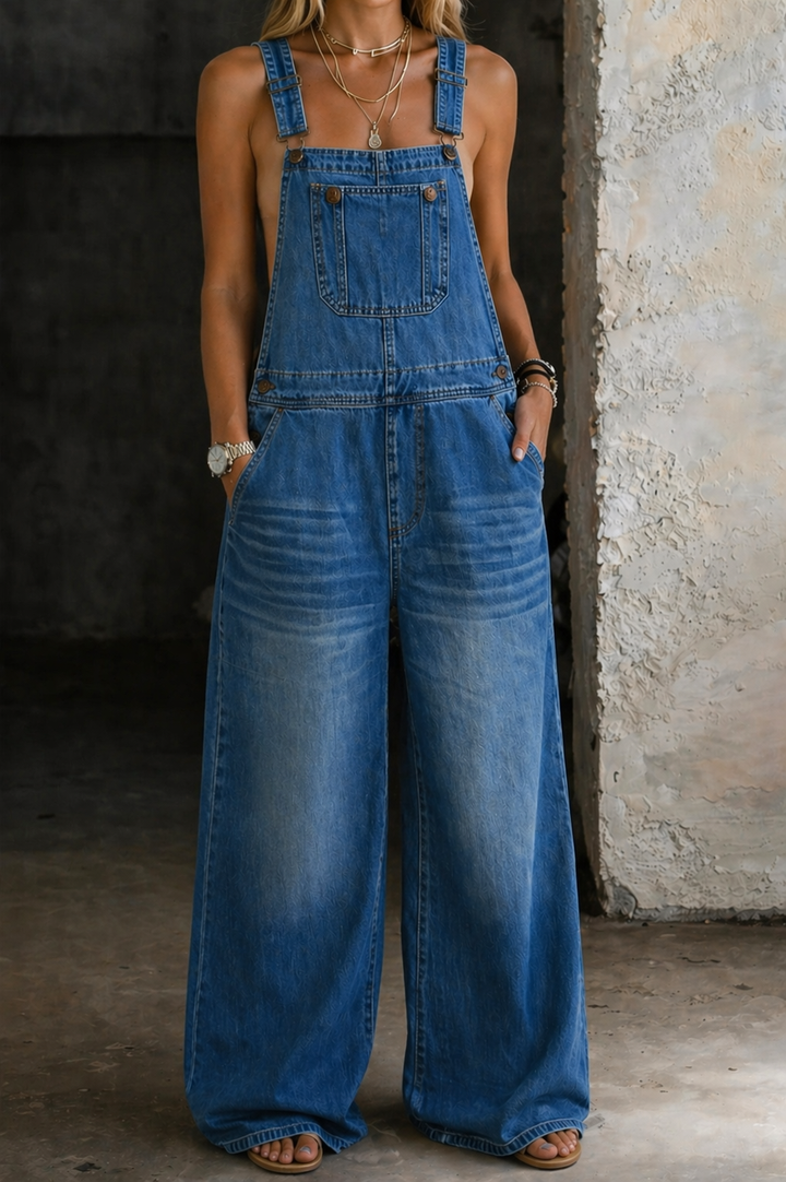 Adèle - Salopette en Denim avec Taille Élastique