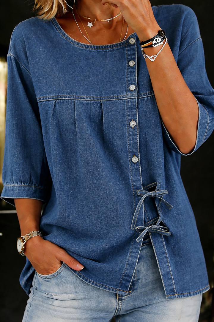 Véronique - Blouse en Denim Vintage Longue