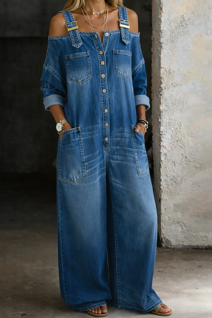 Céline - Combinaison en Denim Off Shoulder