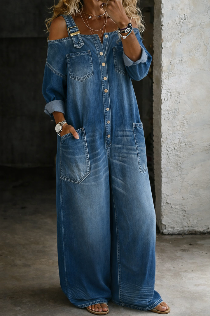 Céline - Combinaison en Denim Off Shoulder