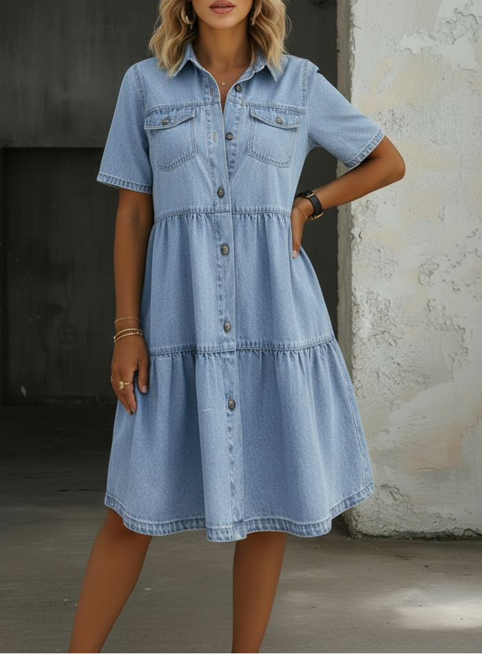 Sabine - Robe en Jean Décontractée Élégante