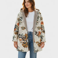 Florentine - Veste sherpa à capuche à motif floral bohème