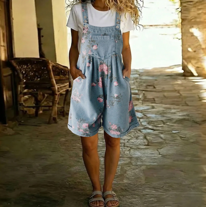 Zoé - Combinaison Florale en Denim