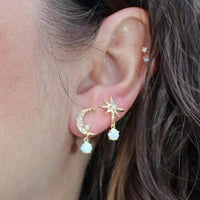 Boucles d'oreilles Lune et Étoiles en Or