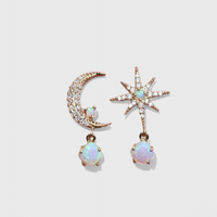 Boucles d'oreilles Lune et Étoiles en Or