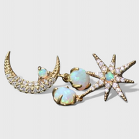 Boucles d'oreilles Lune et Étoiles en Or
