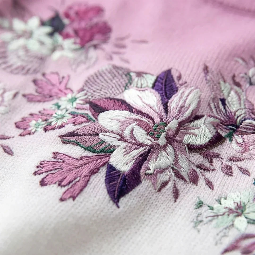 Albane | Pull Fleuri à Col Roulé