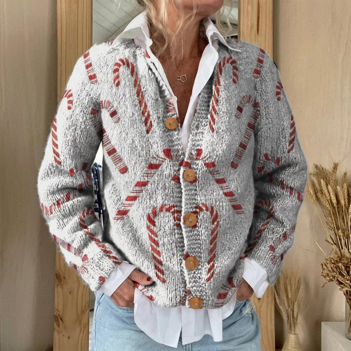 Tiphaine - Cardigan de Noël à motif de sucres d&