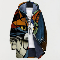 Anne | Manteau à Motif de Chats Abstraits
