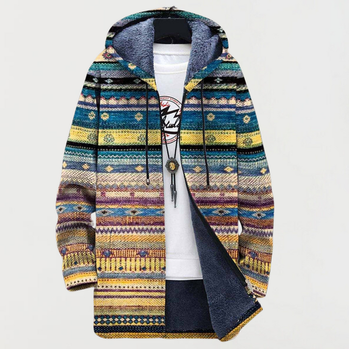 Patricia | Manteau à Franges et Motif Graphique