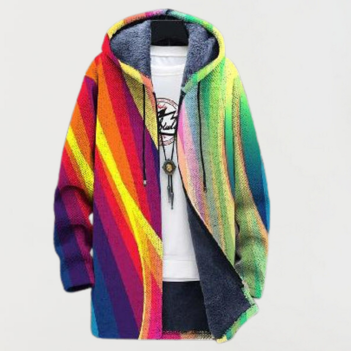 Thérèse | Manteau à Rayures Arc-en-Ciel