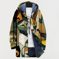 Catherine | Manteau à Motif Géométrique de Chats