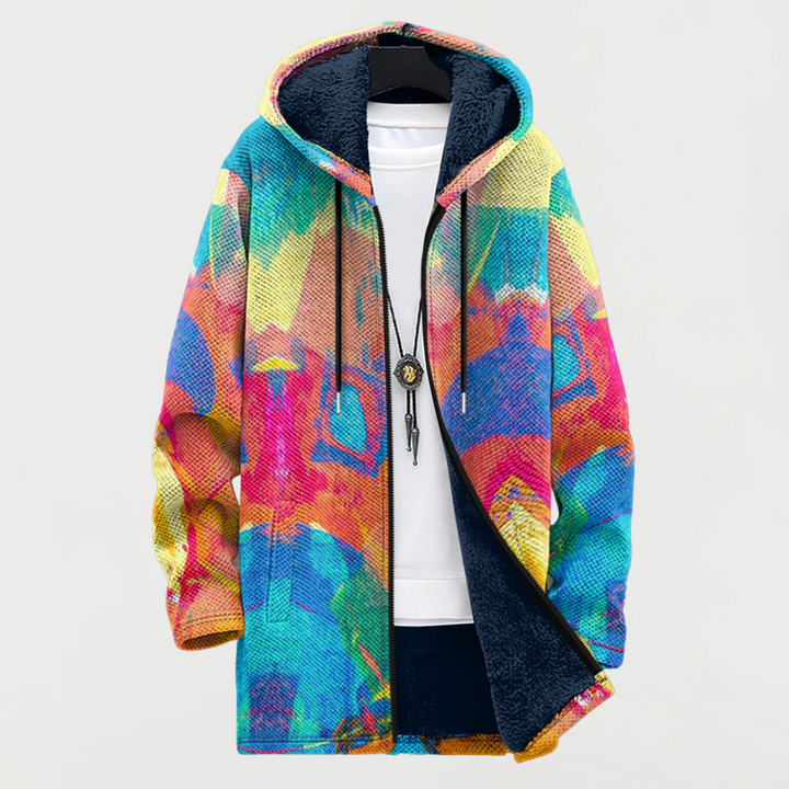 Claire | Manteau à Imprimé Artistique Multicolore