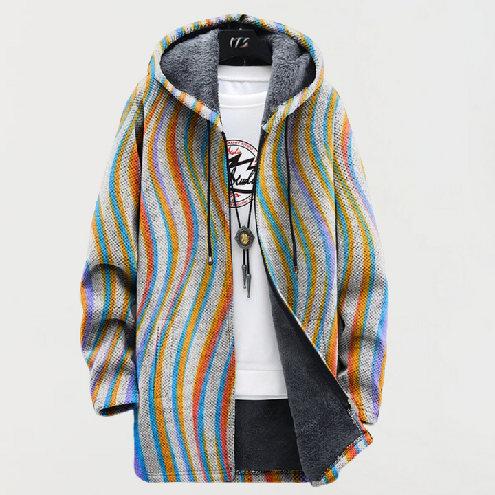 Élise | Manteau à Rayures Ondulées