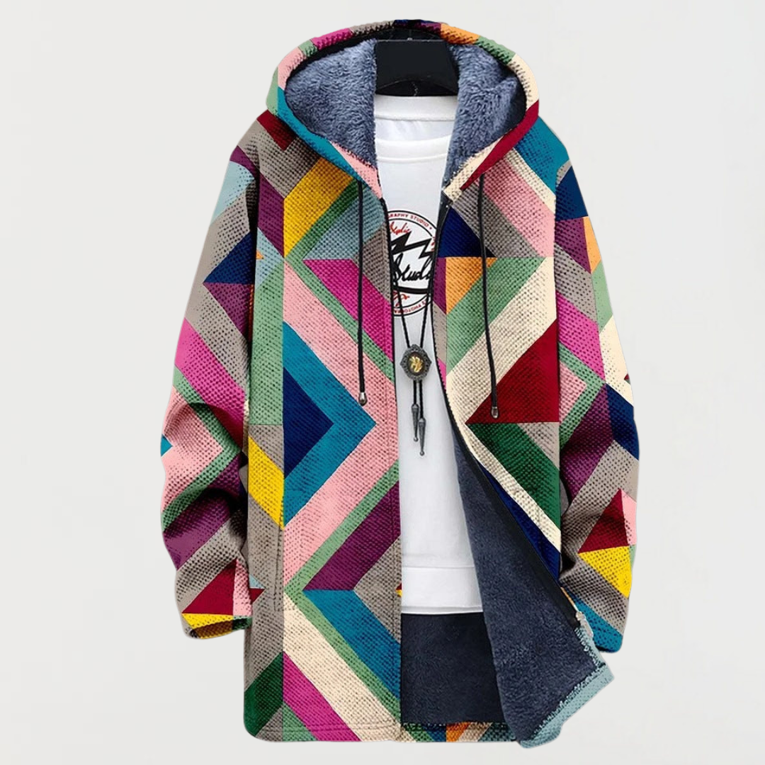 Louise | Manteau à Motif Géométrique Artistique